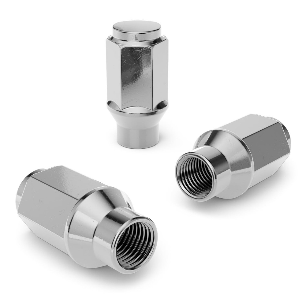 24pcs Chrome Silver Bulge Lug Nuts - 1.8" Extended Thread (ET),