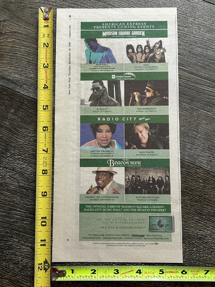 KISS Concert Ad Alive 35 Tour MSG NYC Oct 10 2009 Vintage Kiss Memorabilia