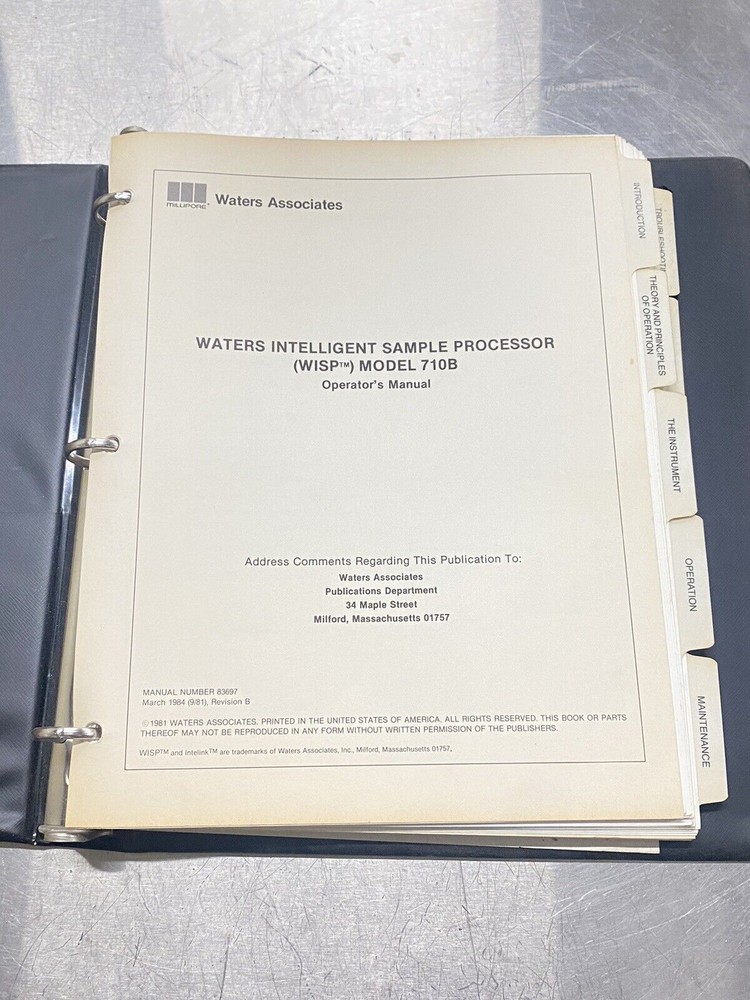 Waters Intelligent Sample Processor WISP 710B- Users Guide / Instructions Manual