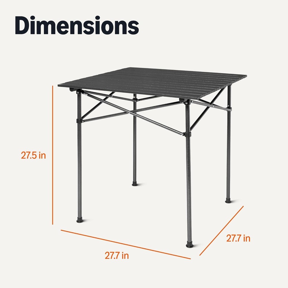 Portable Folding Aluminum Camping Table Tall Black