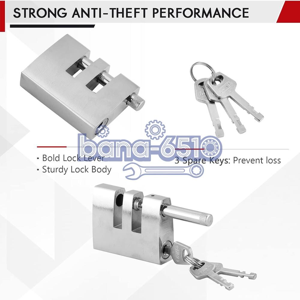Stainless Steel Brake Pedal Lock Security Car Auto Clutch Lock Anti-theft 3Key
