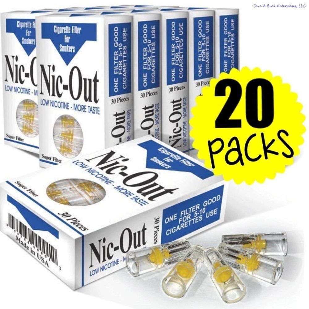 20 TOTAL NIC-OUT Cigarette Filters packs, Less Tar and Nicotine (600 Filters)