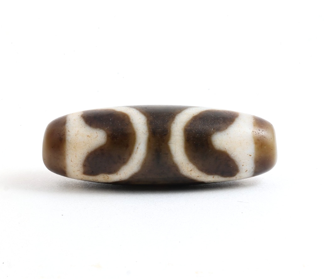 Tibetan Double Tiger-Tooth Eye-in-Eye Dzi Bead Agate Taiwan Handmade Amulet