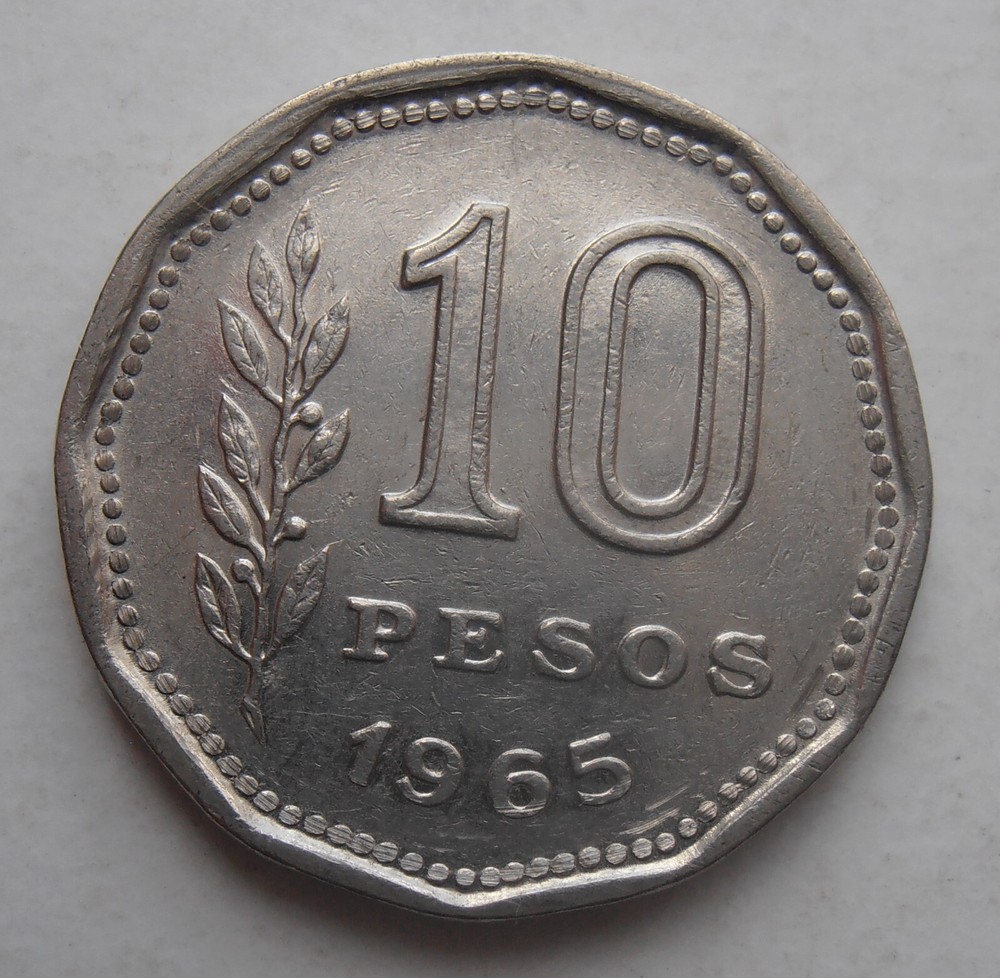 ARGENTINA 10 PESOS 1965