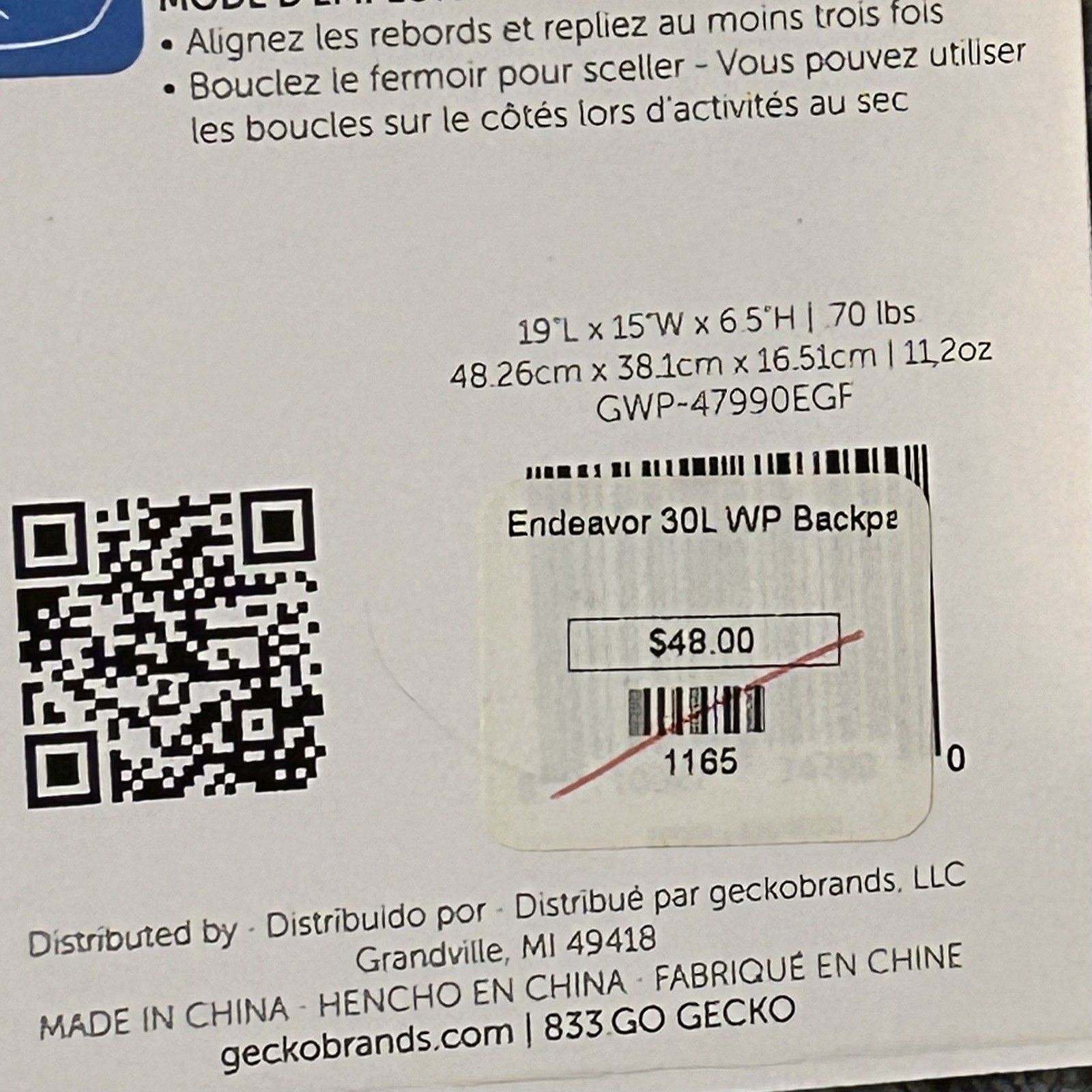 NEW Geckobrands Waterproof Backpack Lightweight 30L Orange Camo Outdoors Sports