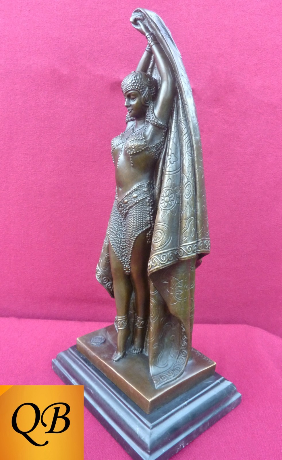 ART DECO BRONZE FIGURINE ANTINEA SCULPTURE STATUE EGYPTIAN LADY FIGURE
