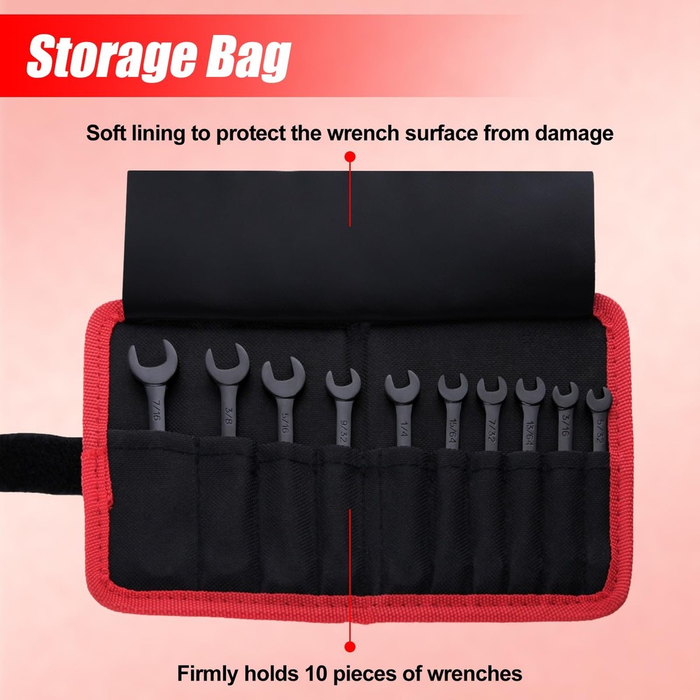 LEONTOOL Mini Wrench Set SAE 10-Piece Ignition Set, SAE, Black