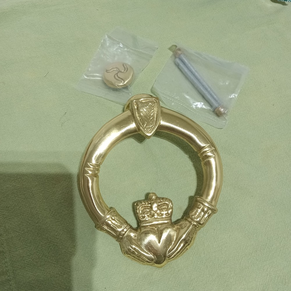 Vintage Celtic Brassware Claddagh Door Knocker Solid Brass NOB