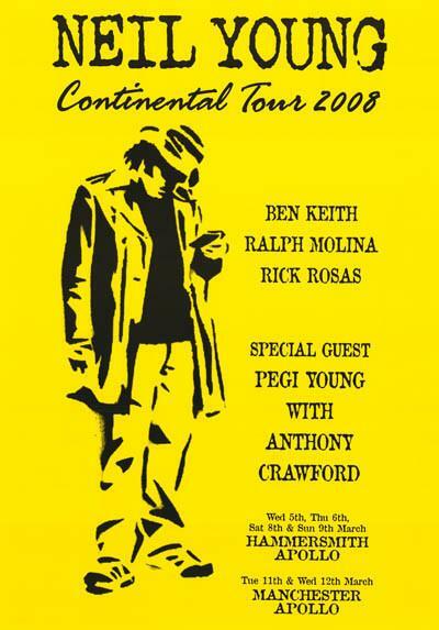 NEIL YOUNG  2008  CONTINENTAL TOUR  24X34  POSTER