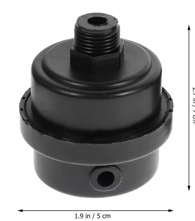 1/2 Inch Air Compressor intake filter HD Plastic W/ INSTALLED FILTER black