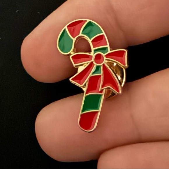 Holiday Christmas candy cane Enamel Pin