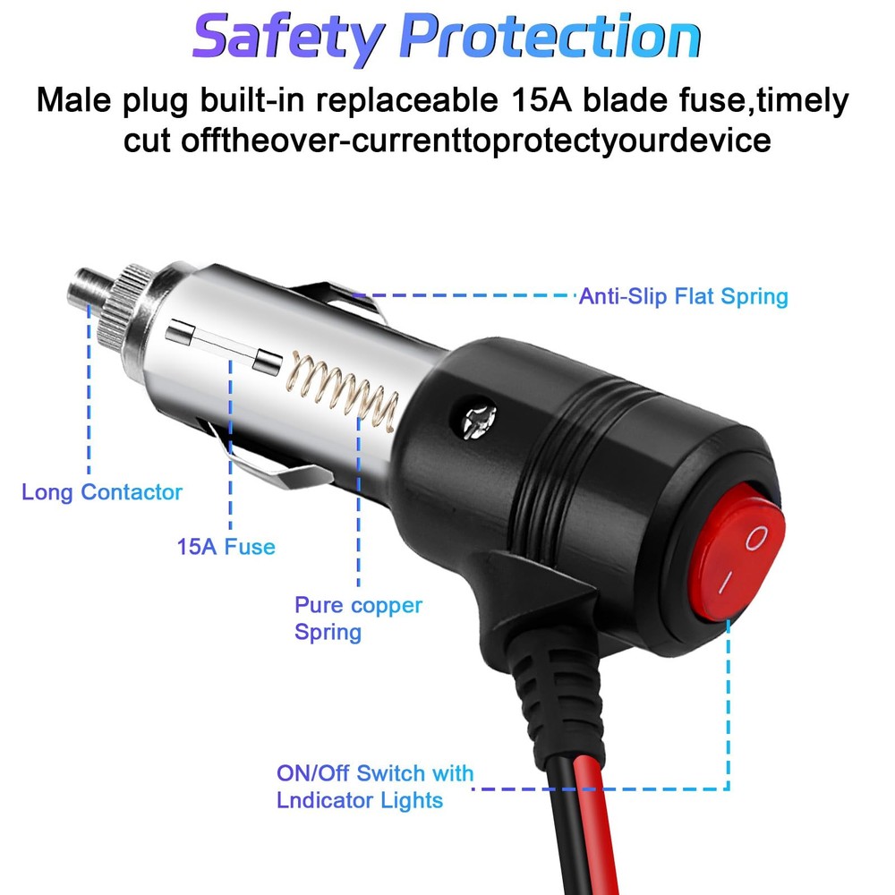 Universal Car Cigarette Lighter Adapter with Switch 2-Socket 12V/24V Splitter