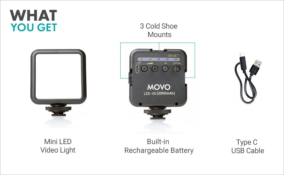 Movo MJ58 Portable Rechargeable Small LED Video Light with Soft Light Diffuser