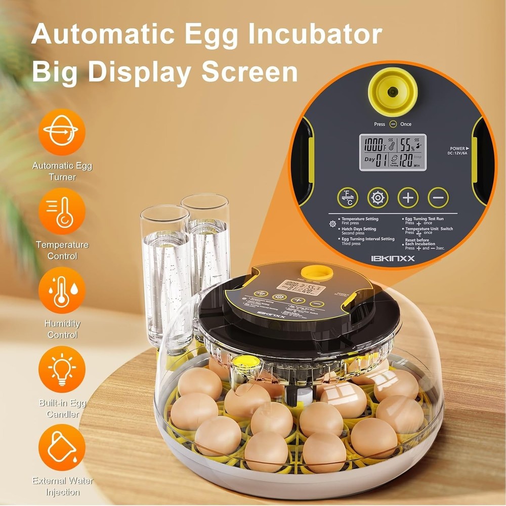 Incubator for Hatching Eggs-18 Egg Capacity, Automatic Egg Turner, Temperature &