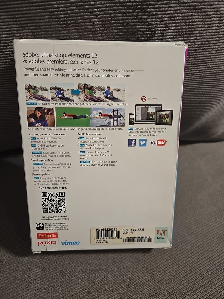 Adobe Photoshop Elements 12 & Premiere Elements 12 Software Bundle – New Sealed