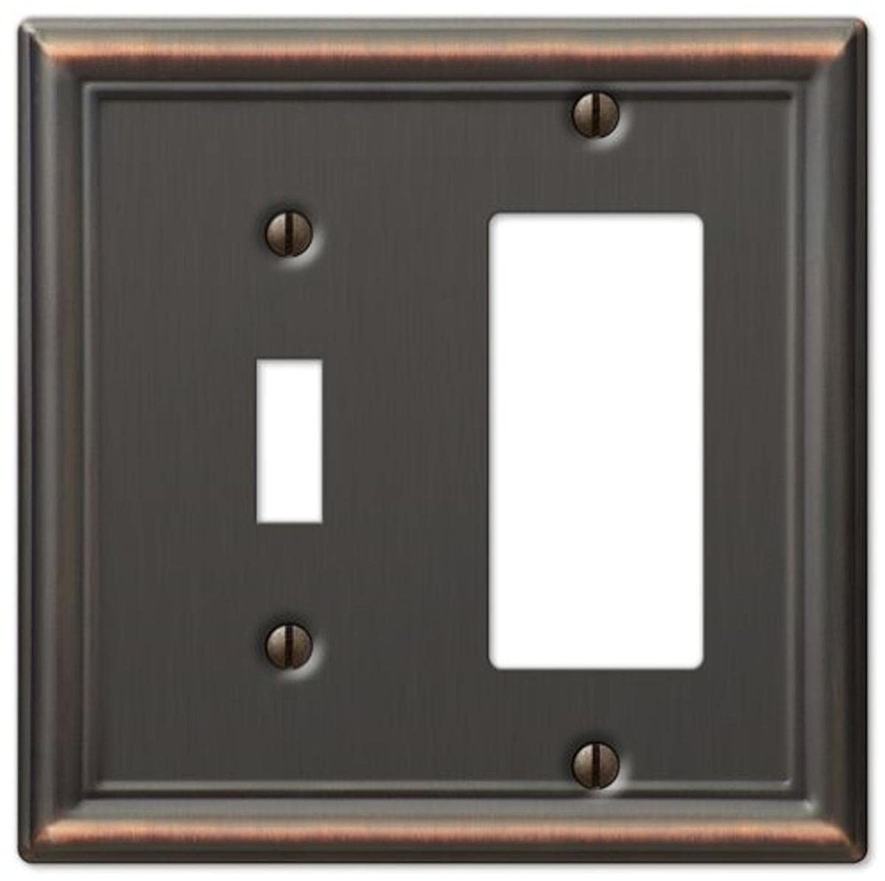Amerelle Aged Bronze Transitional Wall Plate 1 Toggle 1 Rocker Wall Decor