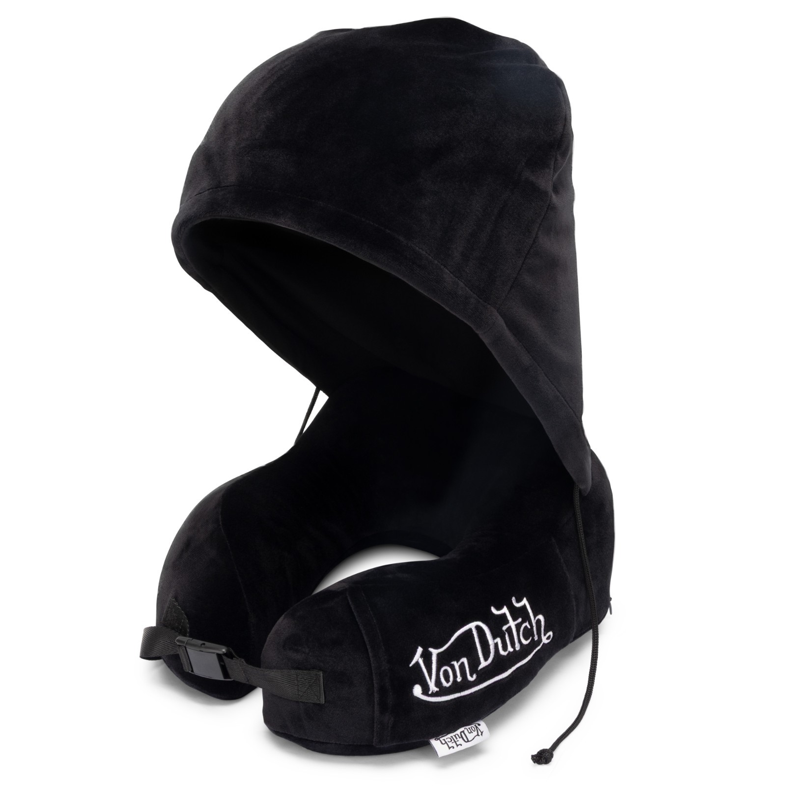Von Dutch Black Eyeconic Hooded Ergonomic Memory Foam Travel Neck Pillow