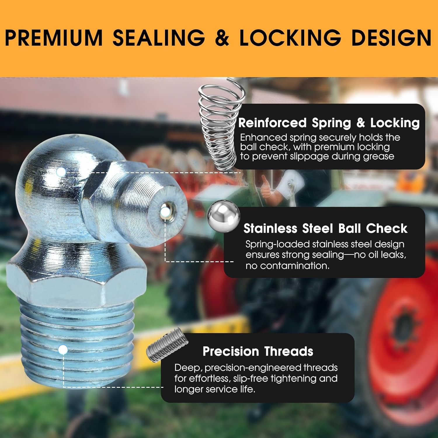 220pcs Metric & SAE Hydraulic Lubrication Grease Zerk Fittings Assortment Set