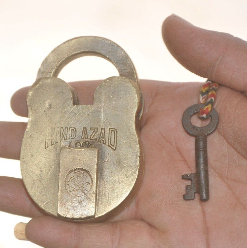 Vintage Hind Azad Brass Unique Shape Solid Fine Handcrafted Padlock
