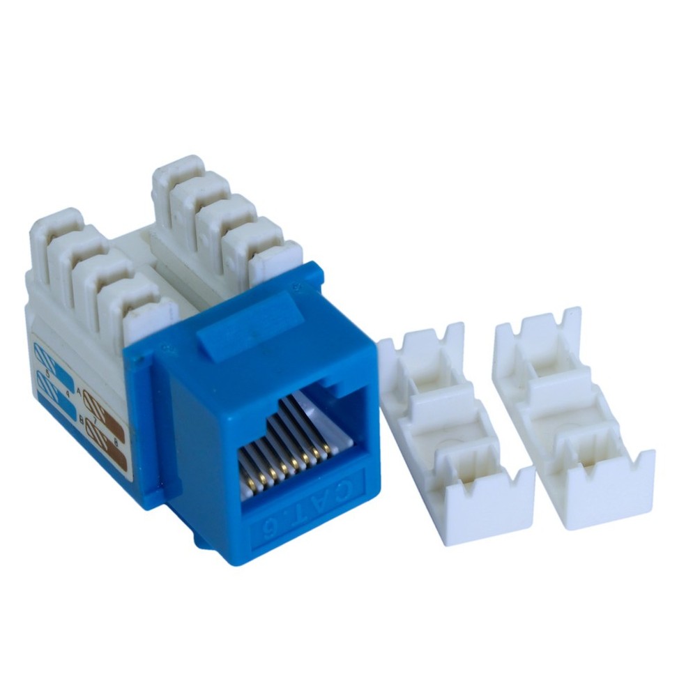 Keystone Jack Insert/Punch-down - Cat 6 RJ45 Networking Blue