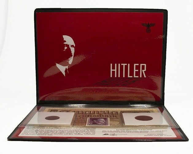 World War II CERTIFIED Two German Coins 1,10 Rp & 20 Reichsmark Bill & Stamp