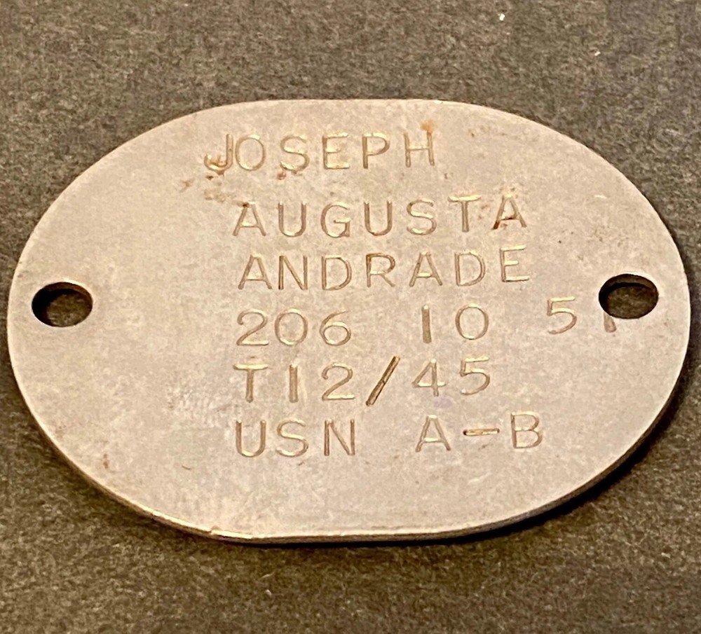 Vintage 1945 WWII Dog Tag USN US Navy Identification ID Tags
