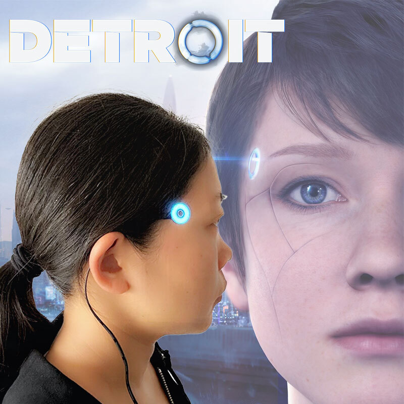 Detroit Become Human Cosplay Connor Temple LED Light Kara Circle Head Glow Props