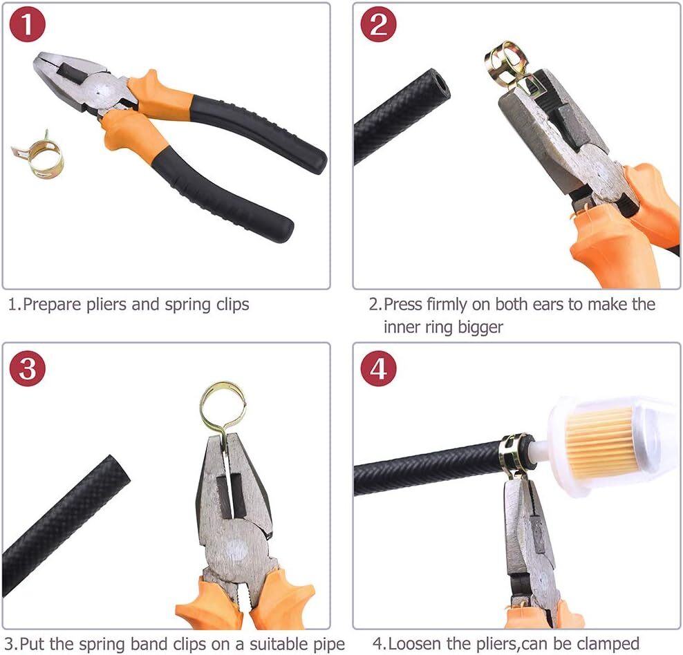 115pc Hose Spring Clamps Fastener Fuel Water Line Pipe Air Tube Clips Kit 6-22mm