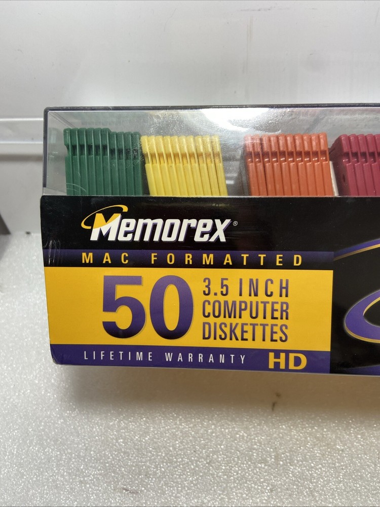 50 Memorex HD Mac Formatted 3.5" Computer Diskettes ~ Rainbow Pack ~ Sealed