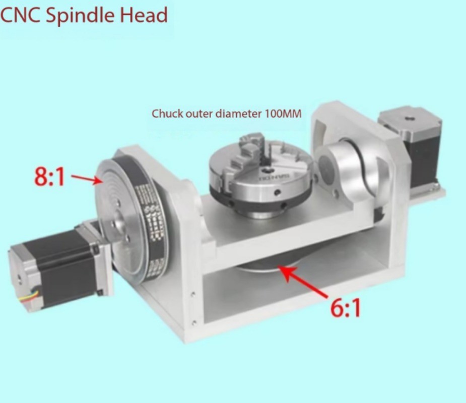 CNC Indexing Head, A-axis, Rotary Table, 4th Axis, 5th Axis (with Chuck)