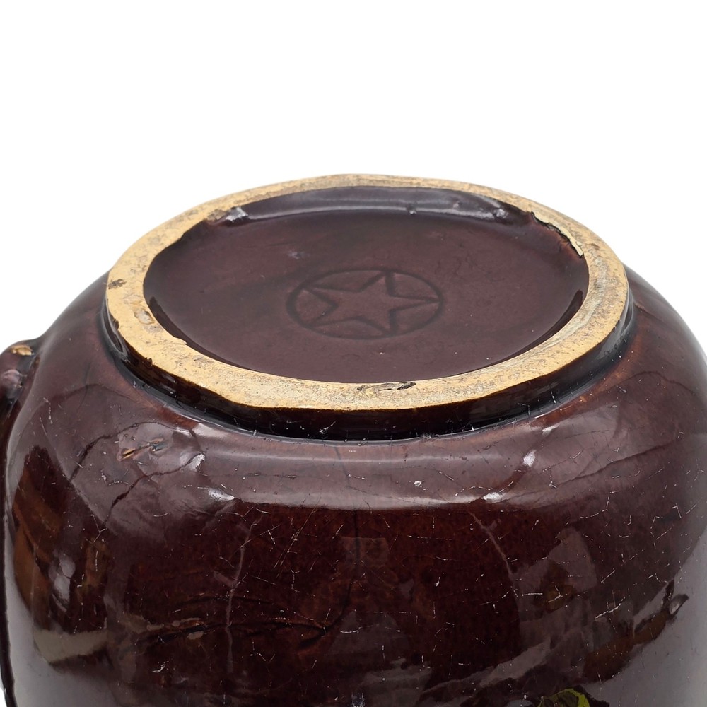 Star Stoneware Primitive Pottery Teapot Dark brown