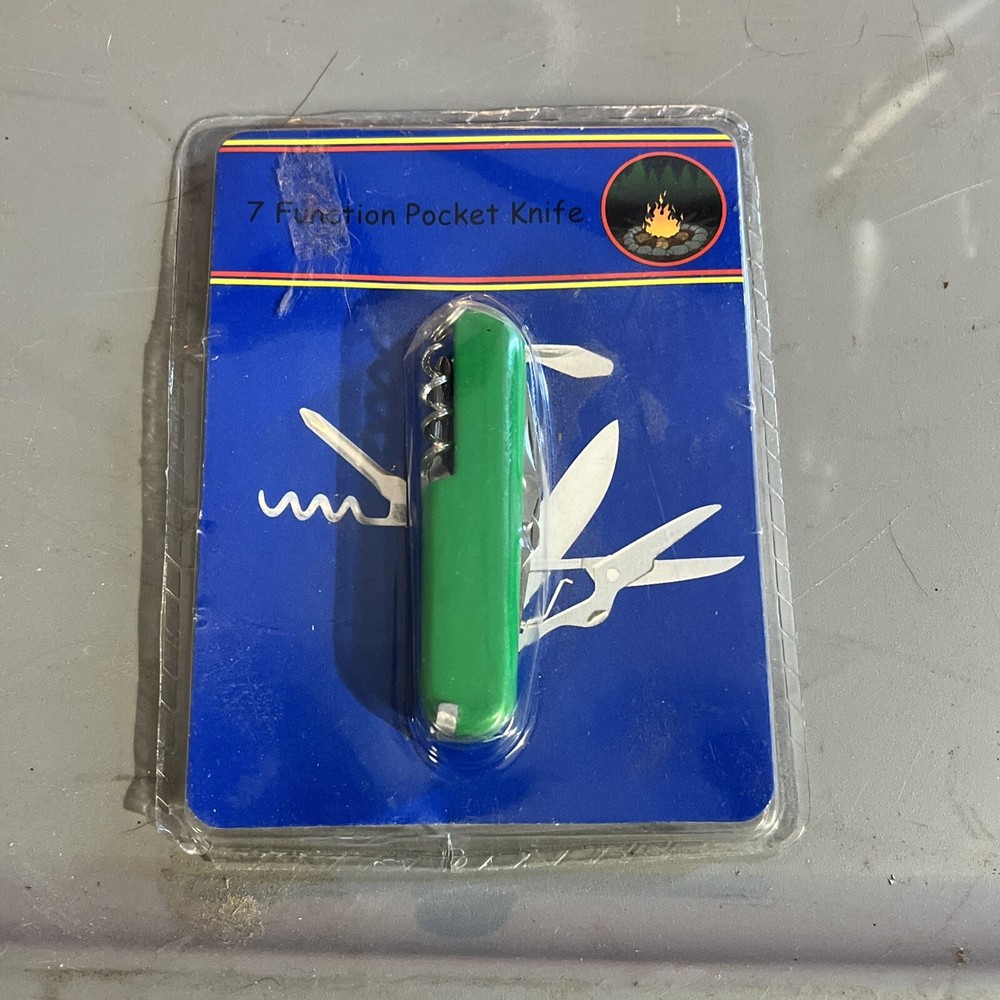 Generic 3" (inch) 7 Function Green Pocket Knife