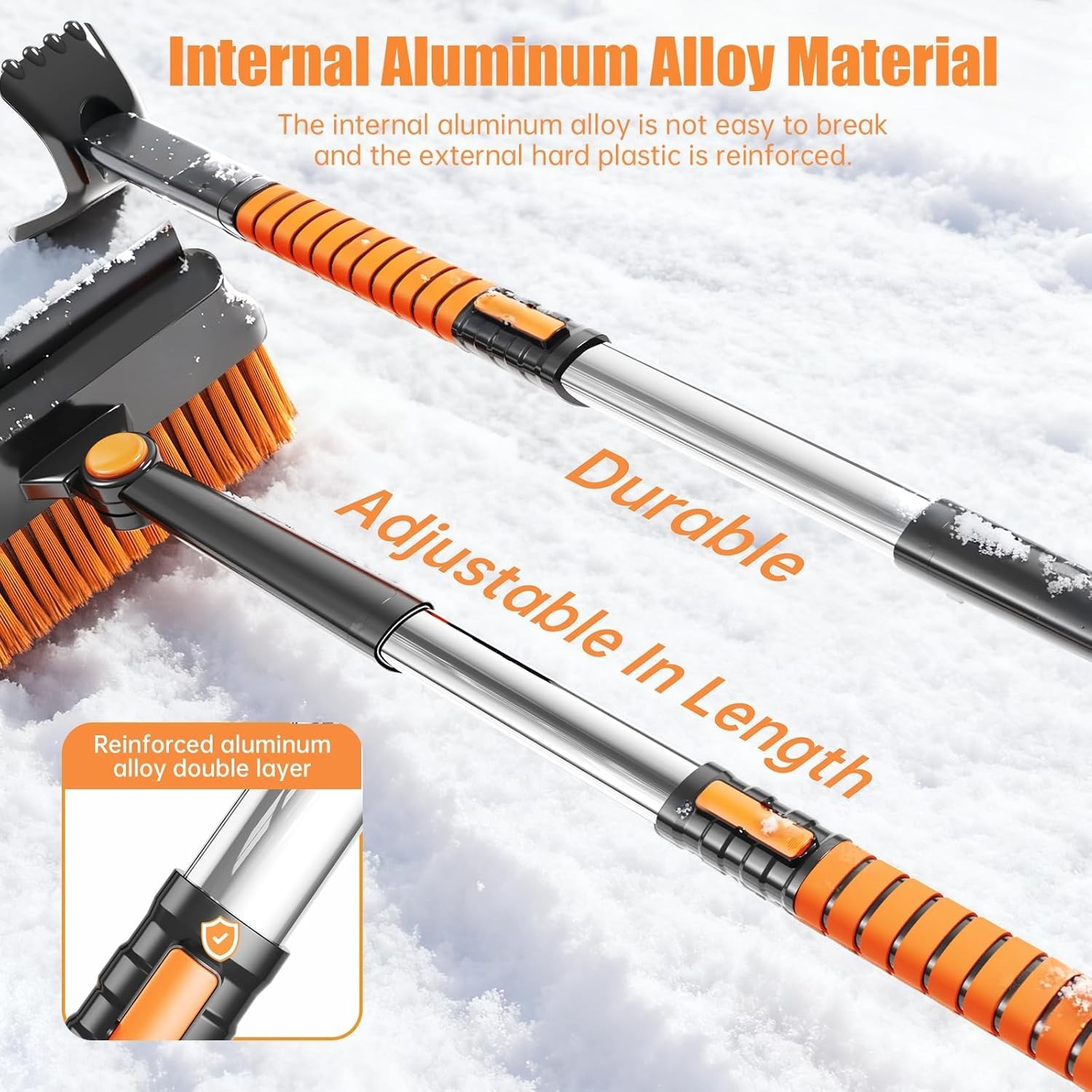 3-in-1 Snow Brush & Ice Scraper with 42” Extendable Handle