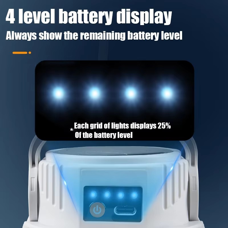 Solar Camping Light LED Outdoor Lantern Waterproof USB Type-C Rechargeable Tent