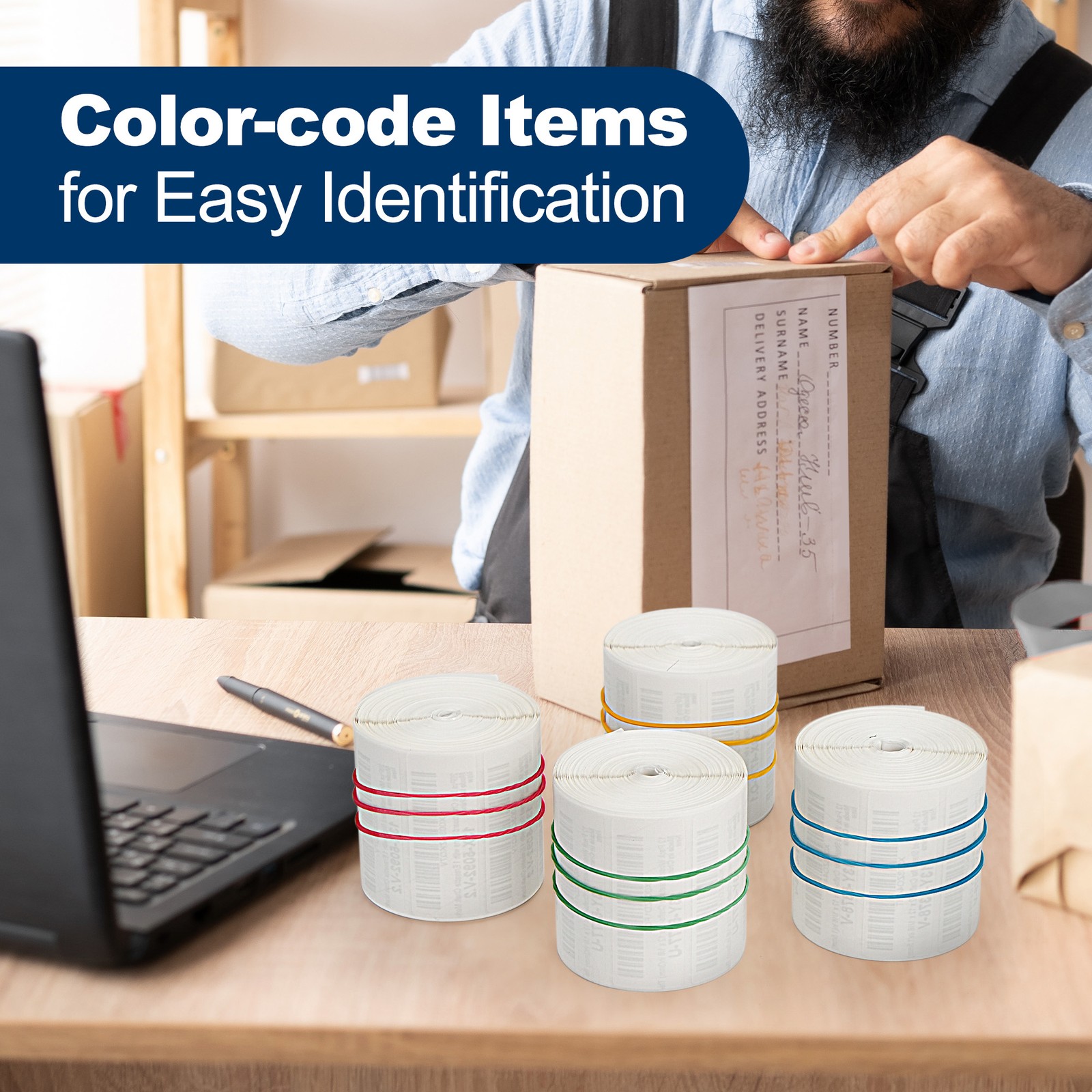 600PCS Large Rubber Bands Heavy Duty Elastic Long Rubber Bands 4 Assorted Colors