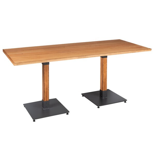 30" x 72" Rectangular Solid Wood Live Edge Restaurant Table Top in Natural Wood
