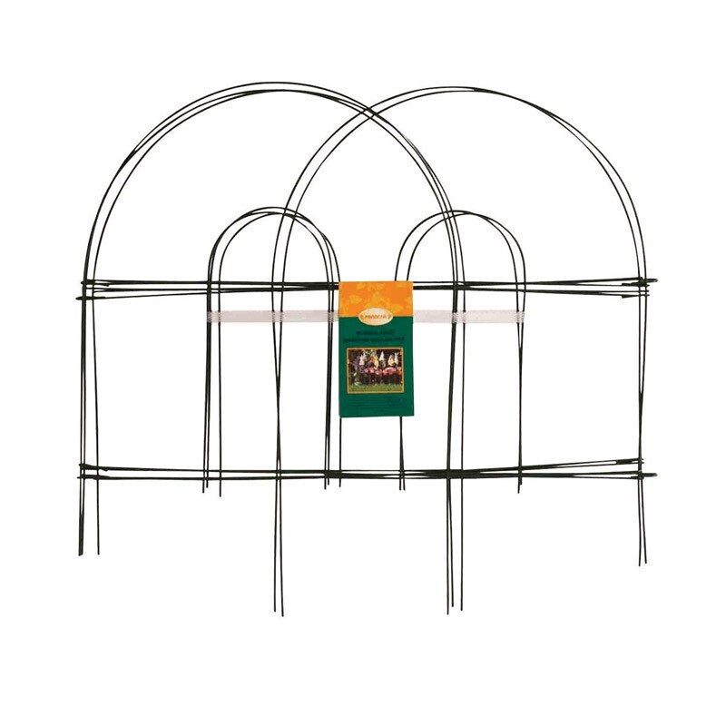 Panacea 10' L X 18" H Folding Metal Green Arch Garden Fence PVC Coated 1 pk