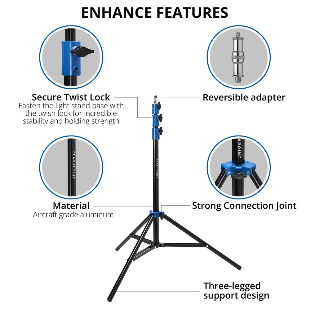 Flashpoint Pro Heavy-Duty Air-Cushioned Light Stand (Blue, 7.2')