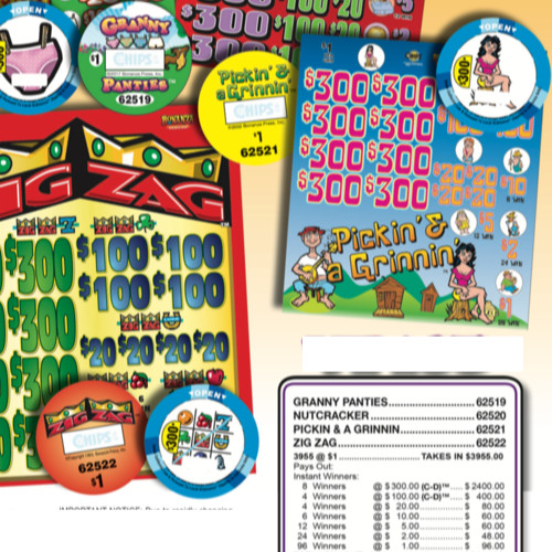 Pull Tab Tickets - Chips - Game - Pickin and Grinnin - 3,955