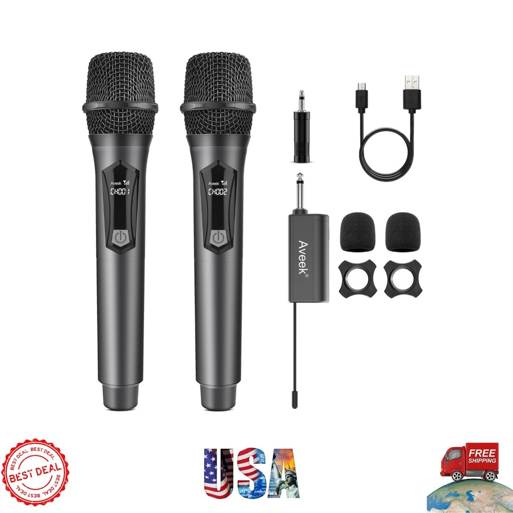 High-Quality Wireless Karaoke Microphones - 100ft Range, Plug & Play Convenience