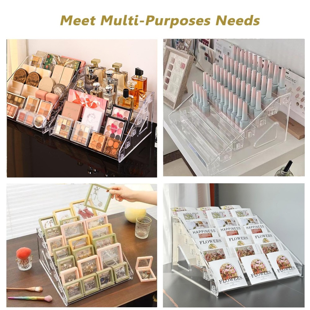 2 Pack 7-Tier Acrylic Card Display Stand, Versatile Sticker Display Rack Hold...