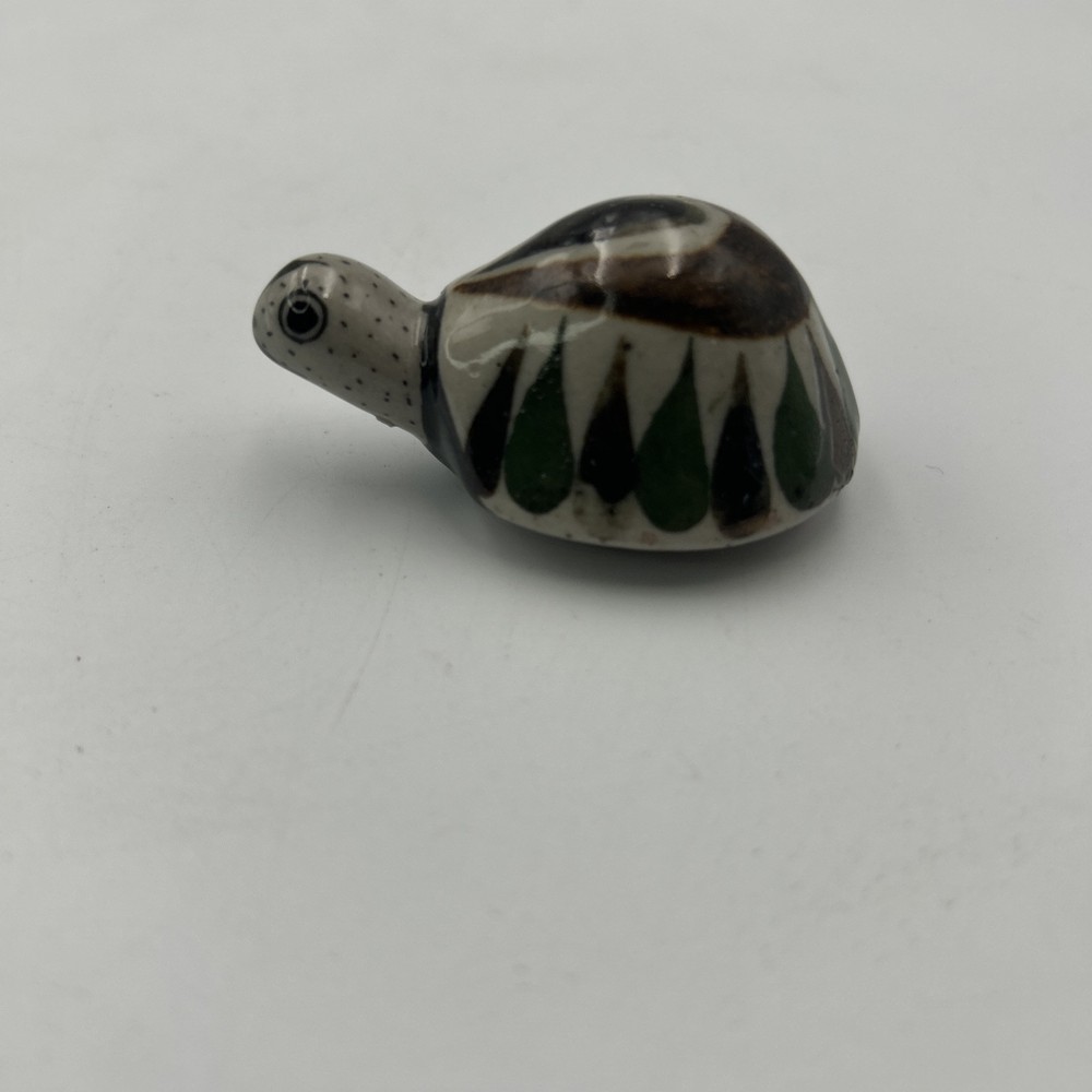 Turtle Figurine Tiny Miniature Ceramic Hand Painted Unmarked Flowered Shell Fig