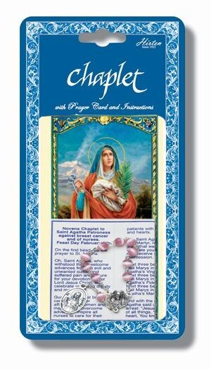 St. Agatha Chaplet, 5", w/ Laminated Prayer Card, Instructions