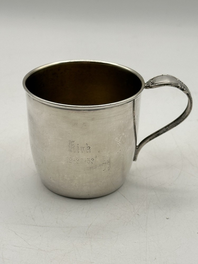 Silver Soldered Baby Cup Inscribed Kirk 12-30-53 Remembrance 1847 Rogers Bros