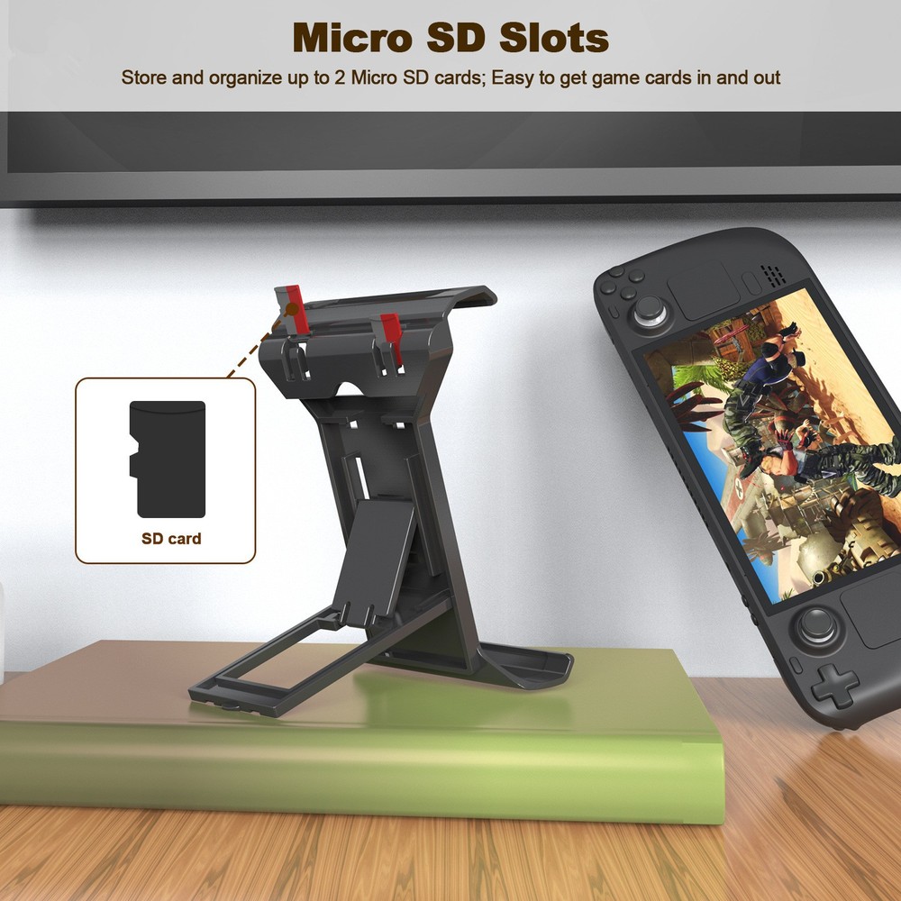 2 in 1 External Base Stand Holder TF Card Storage Rack for Steam Deck Console