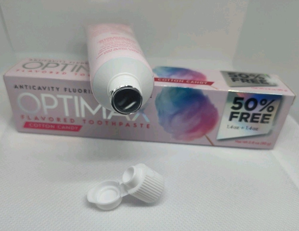 4x Optimax Anticavity Fluoride Toothpaste Cotton Candy Flavored 2.8oz