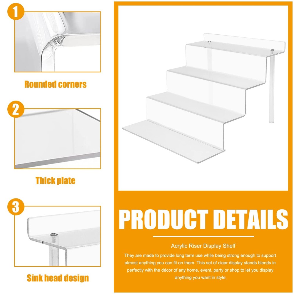 2 Sets 4 Tier 9ย Acrylic Riser Display Shelf Clear Risers For Displayclear P...