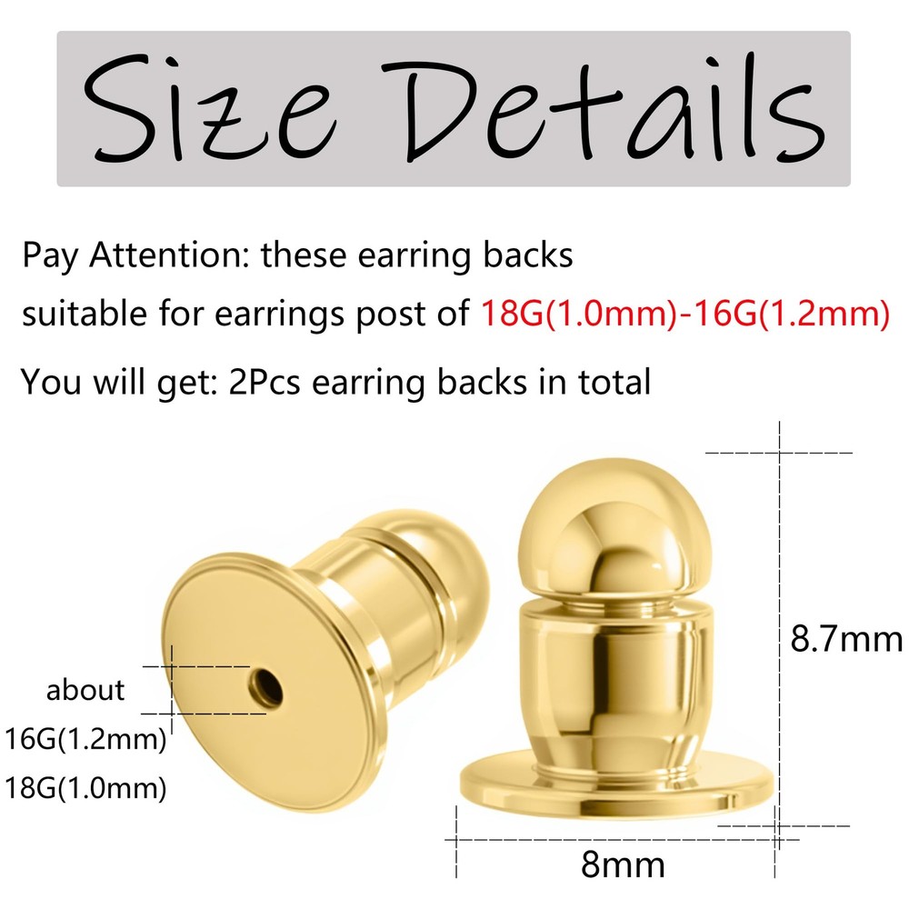 Locking Earring Backs for Studs Secure Earrings Back Gold