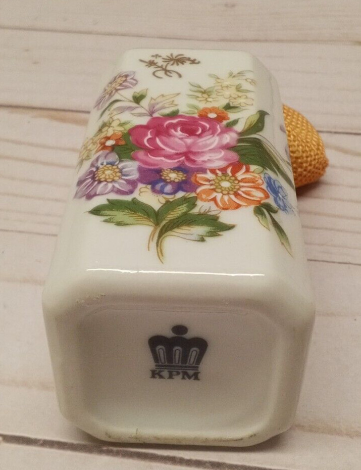Signed KPM Porcelain Floral Pattern Atomizer empty perfume bottle