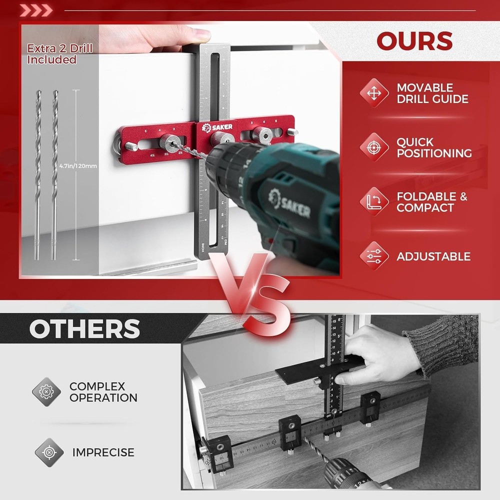 Cabinet Hardware Doweling Jig Adjustable Cabinet Template Tool for Knobs,Handles